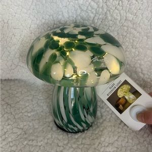 w&a glass sage green mushroom light NWT